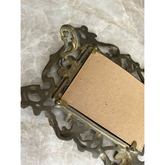 Antique Ornate Brass Picture Frame With Red Velvet Backing & Intricate Design 10 - Picture 9 of 10